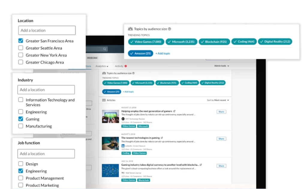 LinkedIn forslag til indhold